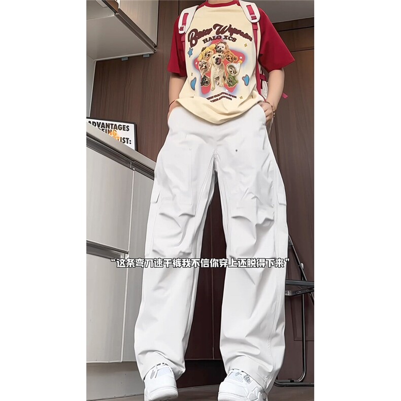 港风宽松阔腿弯刀直筒长裤大码M-5XL潮牌工装裤CK78054P55控89,男装工装外套,星座226-1