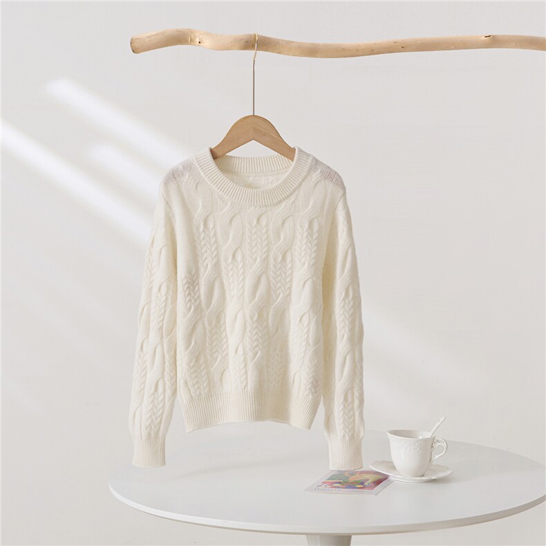 2025年新款百搭麻花提花圆领长袖羊绒衫，童装儿童羊绒衫，轩曦羊绒