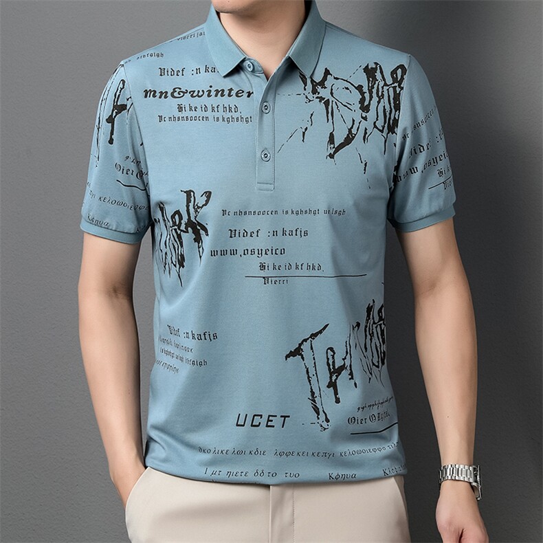 POLO衫男士短袖t恤翻领2023夏季新款潮牌休闲商务男装上衣,男装T恤,电商B212（原钱塘6029）