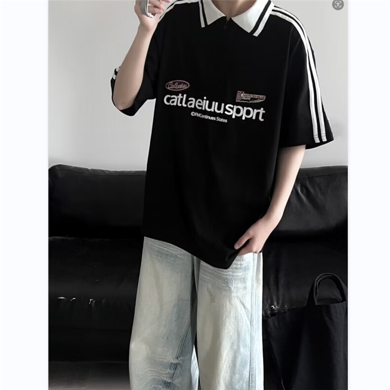 撞色拼接短袖t恤男夏季美式潮牌ins机车服网眼痞帅半袖ST388-P43,男装T恤,星座412-3