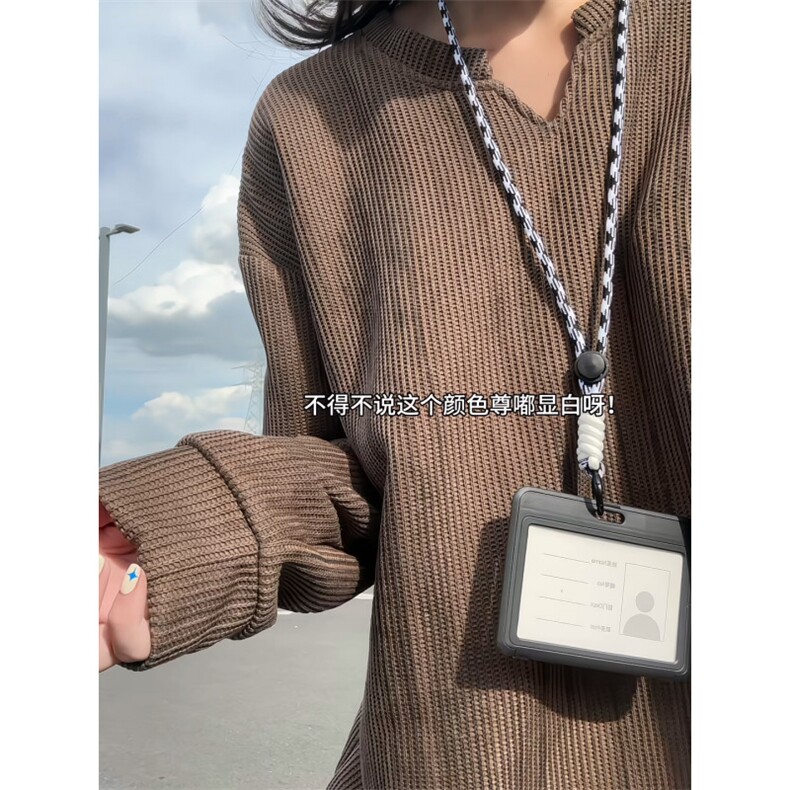 XZ809A/SYR21/P30/控48  麦穗格扎染V领口长袖T恤卫衣图片