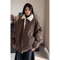 现货冬季美拉德毛领雾面PU皮棉服加绒加厚保暖百搭设计款情侣棉衣，男装棉衣，电商A443