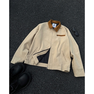 8XL-M春季水洗帆布短款夹克男生vintage美式复古工装外套JK003P98图片