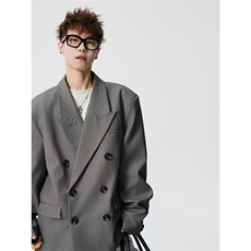 双排扣大码M-5XL西服男成分96%聚酯纤维4%氨纶XF78127P85控128，男装西服，星座227-7