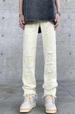 美式高街潮流破洞直筒休闲牛仔裤A161-S2335-P60，男装牛仔裤，电商A161
