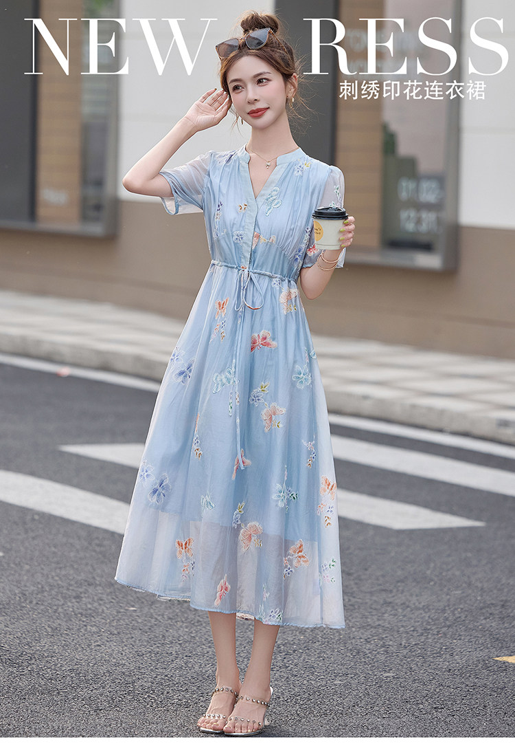2025年夏季新款刺绣印花韩系连衣裙,女装连衣裙,臻衣坊
