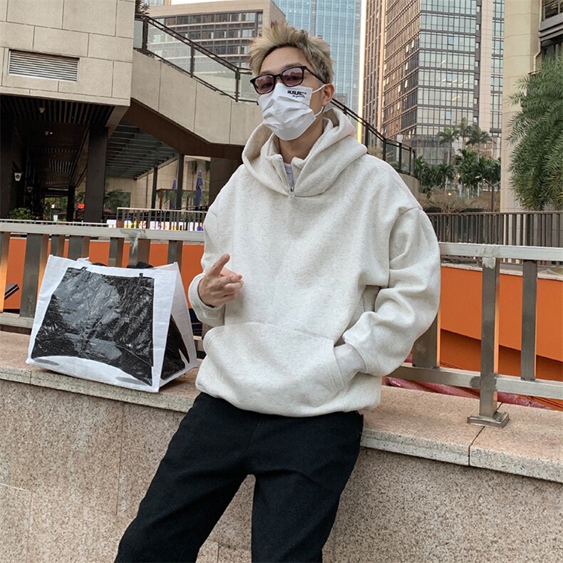抖音得物高品质25秋冬美式高街宽松结构款假两件连帽卫衣外套W99,男装卫衣,电商A486-1