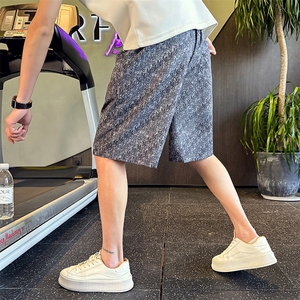 DX551-P45 潮牌男士字母印花短裤男潮流宽松直筒五分裤沙滩裤图片
