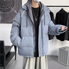 港风假两件衣男连帽服反光加厚袄外套X1213-W969-P120，男装棉衣，星座1213