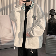 秋上新两面穿开衫个性夹克港风男女韩版徽章棒球服外套8002-P100，男装夹克，电商A441-1