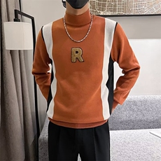 秋冬装半高领毛衣男潮内搭上衣2023精神小伙拼色针织打底衫M8433，男装针织衫/毛衣，星座1116A-2（原606A-1）