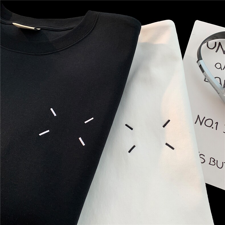 主推马吉拉刺绣情侣短袖T恤重磅基础百搭半袖上衣H951P28控38,男装T恤,电商A341