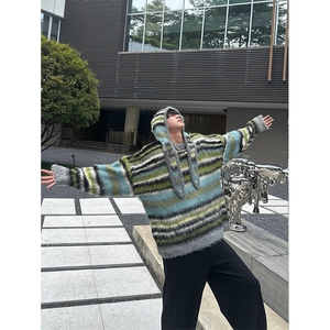 网图有货 条纹慵懒风软糯撞色圆领针织毛衣男女A1133-P52 帽子P22图片