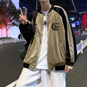 港风宽松刺绣双层丝绒青少年立领长袖W1110P55