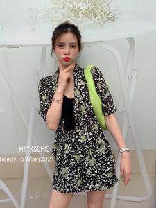 现货，夏季新款，西装碎花套装，女装西装，HTYX(6F)