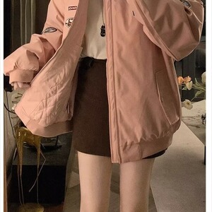 美式羊羔毛领棉服少女冬装2024新款初中高中学生宽松棉衣加厚外套图片