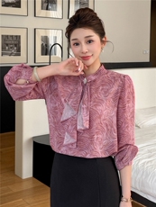 BAO现货2026春季新款时尚气质优雅立领减龄显瘦长袖百搭衬衣，女装衬衫，卡杰菲