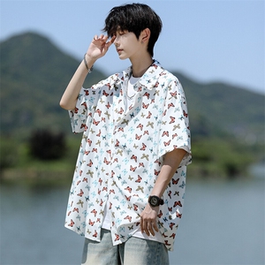 8XL-M花衬衫男短袖夏季薄款冰丝半袖宽松大码休闲外套DC28008P38图片