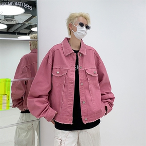美式毛边牛仔外套男春秋季短款复古ins潮磨破夹克 1321-P68图片