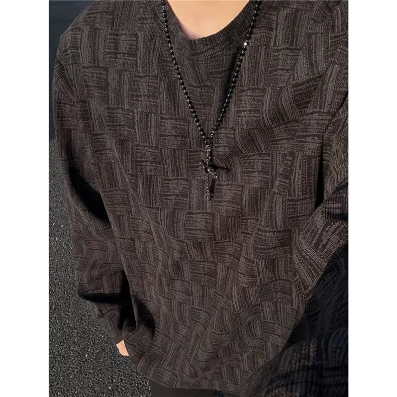 百搭ins边亮闪撒银针织肌理感长袖T恤女早秋优雅显瘦内搭上衣潮流，男装T恤，星座506A