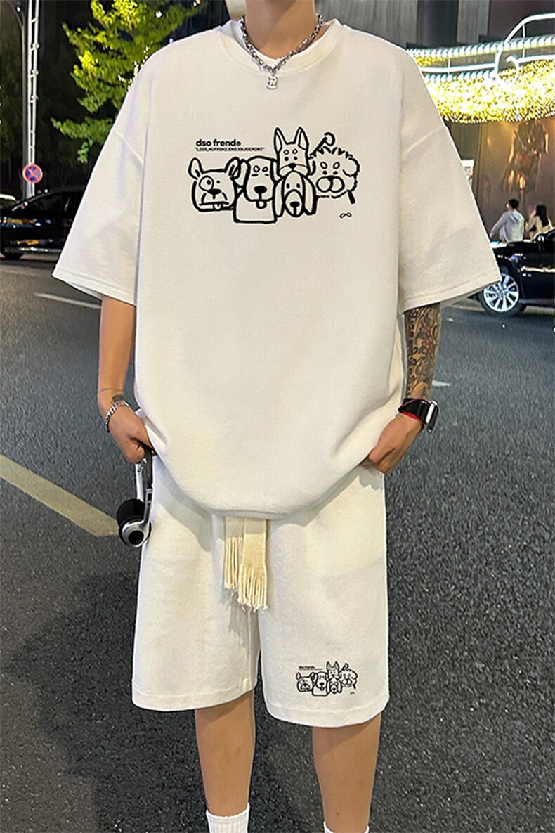 套装！华夫格套装短袖T恤短裤男TZ232-特P38,男装牛仔裤,电商B367