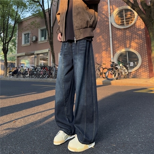 A429-NK7128特批50 蓝灰色弯刀结构阔腿牛仔裤 棉60聚酯纤维40图片