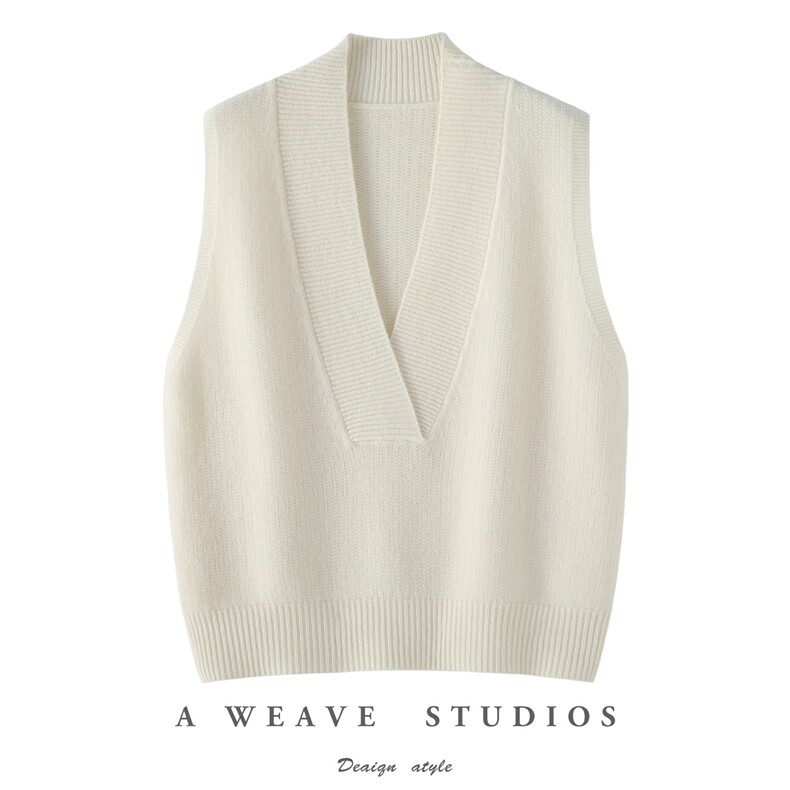 2026年秋季时尚百搭通勤简约休闲V领宽松马甲，女装马甲，美斯格特羊绒