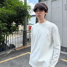 抖音得物品质26春装美式高街曼巴棉螺纹拼接卫衣圆领长袖T恤YT164，男装T恤，电商A486