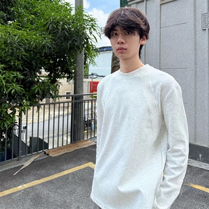 抖音得物品质26春装美式高街曼巴棉螺纹拼接卫衣圆领长袖T恤YT164图片