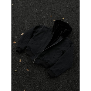 现货高品质美式高街冬季重磅硬挺短款座山雕毛领棉衣男女加厚外套图片