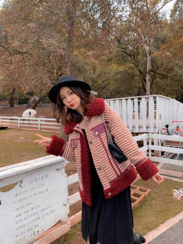 【现货】冬装新款，粗花呢泰迪毛绒拼接羽绒服，女装羽绒服，CL.chuling