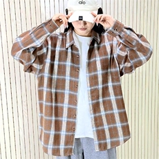 春季新款现货（跨境电商）格子男女情侣款潮流宽松格纹衬衣，男装衬衫，星座1107-1