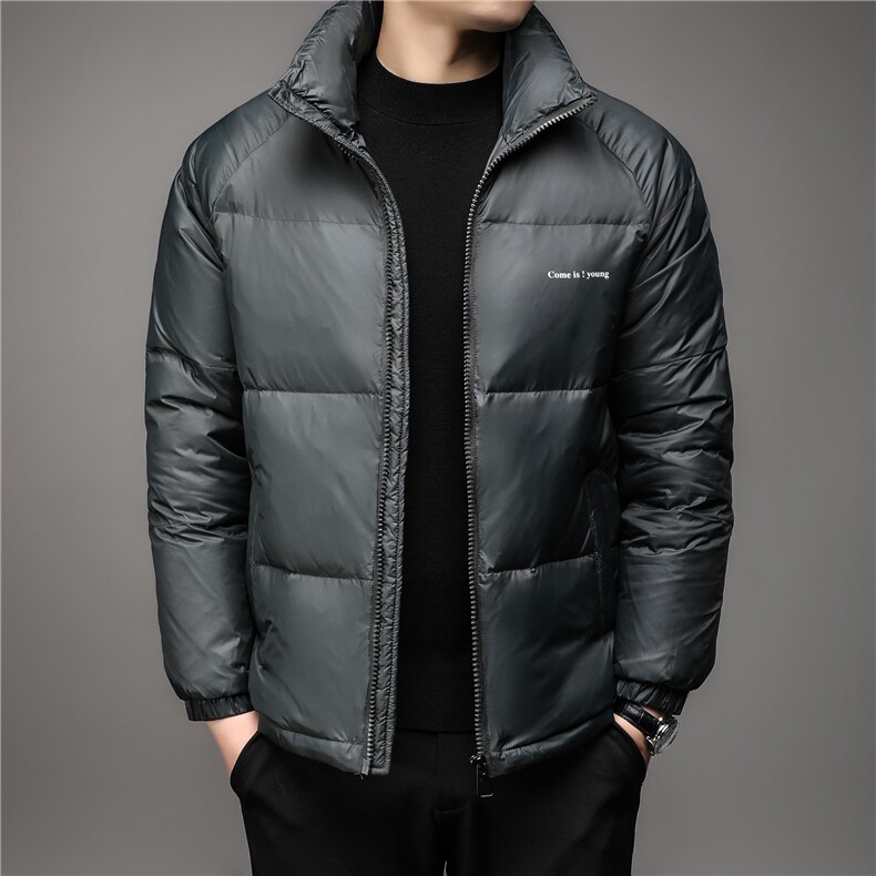 冬季羽绒服男士短款加厚保暖时尚青年潮服轻薄立领外套白鸭绒,男装羽绒服,钱塘6003（原4033）