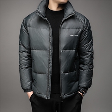 冬季羽绒服男士短款加厚保暖时尚青年潮服轻薄立领外套白鸭绒，男装羽绒服，钱塘6003（原4033）