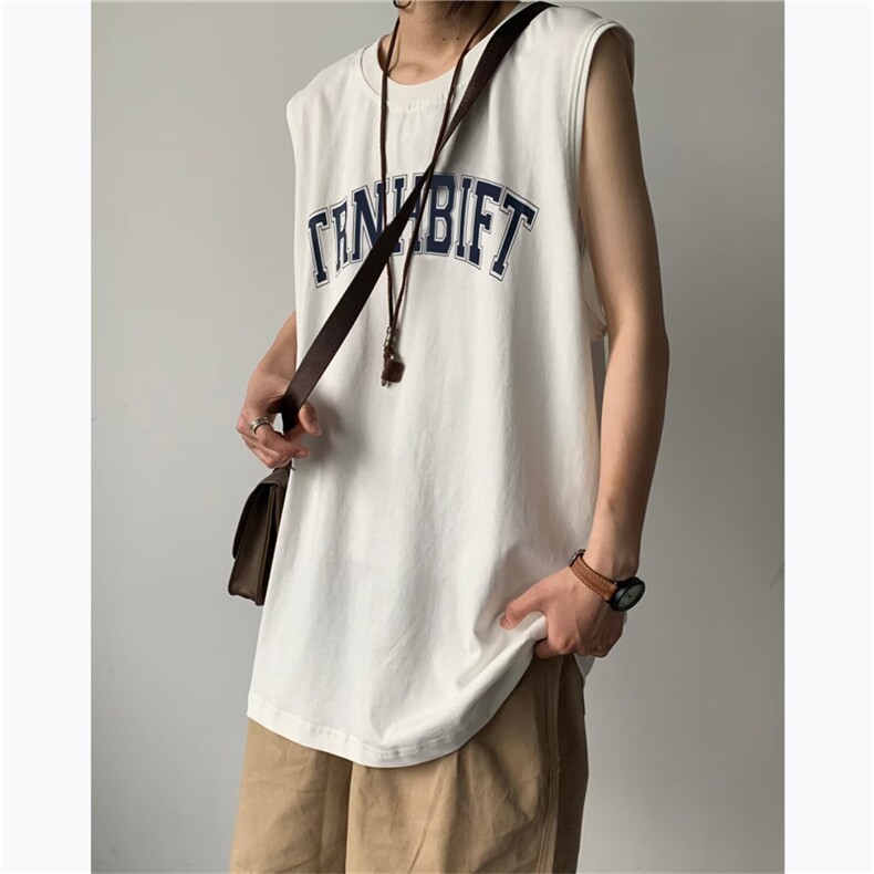 C387-P352024夏季新款日系印花无袖汗背心宽松运动健身T恤现货，男装背心/马甲，星座512-6