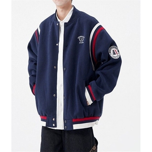 春秋季复古学院风刺绣拼接棒球服男宽松情侣百搭外套 J811图片