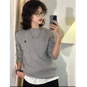小马刺绣 简约休闲圆领毛衣针织衫 D328-M8803-P48图片