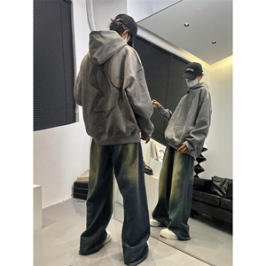 W6111 P55 控78 400克高品麂皮绒休闲宽松带帽潮男卫衣男女图片