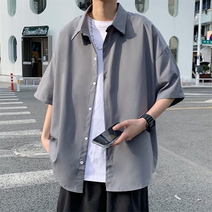 夏季新款韩版宽松百搭休闲上衣潮流纯色五分袖衬衣 W3081-P23图片