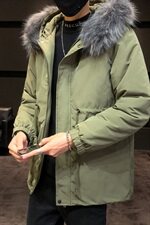 2019冬季新日系大码男店主风韩版毛领抽绳燕尾中长棉衣M730-P130，男装棉衣，电商A001