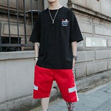 夏季短袖t恤男生套装一套搭配潮男潮牌韩版潮流DS773T，男装T恤，电商A102