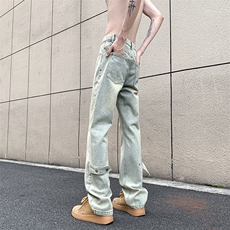美式ins高街vibe重工艺水洗复古黄泥牛仔裤货号K2316P55，男装牛仔裤，电商A063