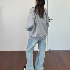 2025美式假两件连帽格子卫衣开衫男女宽松秋外套宽松型潮春秋冬，女装短外套，星座516A