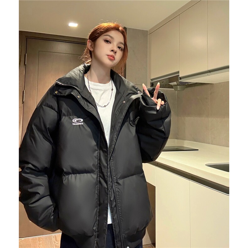 冬装新港风PU软皮棉服刺绣logo棉衣休闲加厚外套男女G1103P128,男装棉衣,电商A339