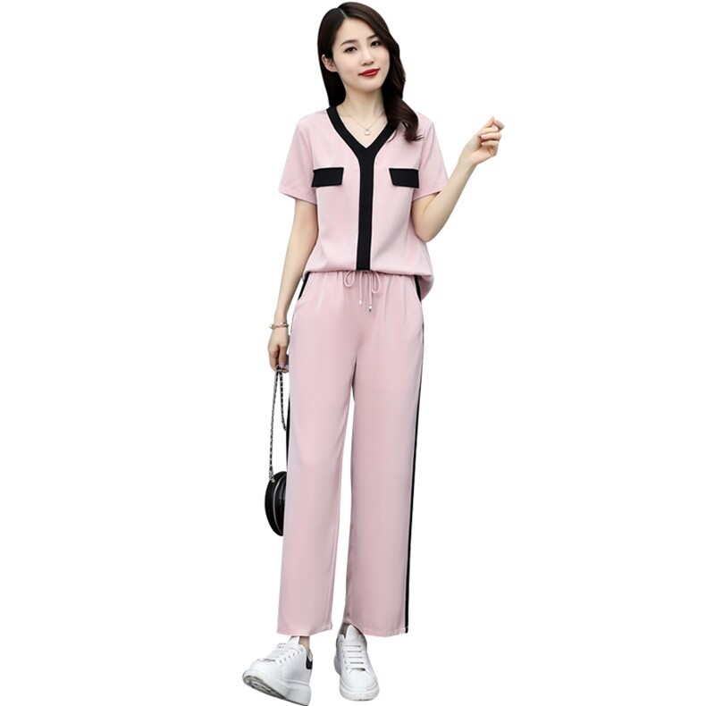 2021年夏季新款女装休气质休闲撞色时尚套装两件套,女装套装/套裙,瑶迪依秀