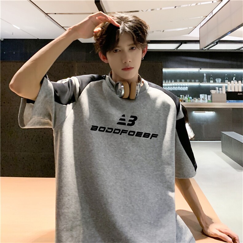 C464-P39 设计感小众短袖T恤男夏季新款潮牌ins宽松图片