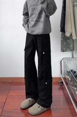 B221美式ins高街暗黑宽松直筒洗褪工装牛仔裤LK25437-P75控98，男装牛仔裤，电商B221