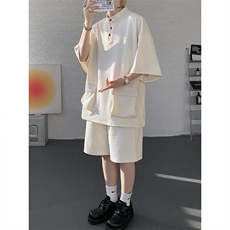TZ777-特批68控98高品质肌理感亲肤晾干短袖短裤大码T恤2件套，男装牛仔裤，电商A059