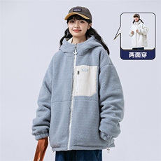 冬季新款羊羔绒加厚棉衣双面穿港风宽松连帽时尚百搭MY9300P110，男装棉衣，电商A128