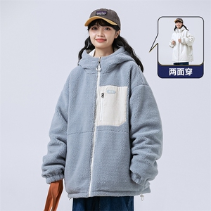 冬季新款羊羔绒加厚棉衣双面穿港风宽松连帽时尚百搭MY9300 P110图片